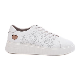 Damen -Leder -Sneaker auf der Vinceza 88018 White Plattform weiß