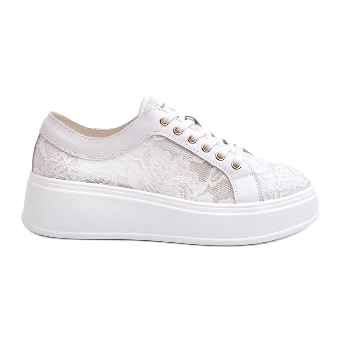 S.Barski Damen-Spitzen-Sneaker Sneakers auf der Plattform S. Barski Hy51-059 Weiß