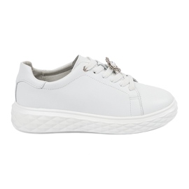 Weiße Turnschuhe mit Lederstiften Sergio Leone