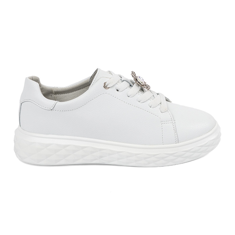 Weiße Turnschuhe mit Lederstiften Sergio Leone