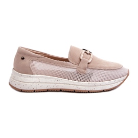 S.Barski Frauen Wildleder Moccasins Tw210 Beige mit einer Verzierung