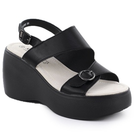 S.Barski Lederkeilsandalen schwarz S. Barski LR51-540