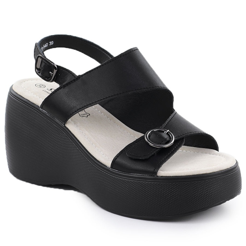 S.Barski Lederkeilsandalen schwarz S. Barski LR51-540