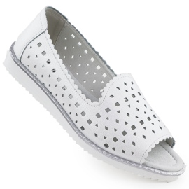 S.Barski Damen Lederschuhe Open Tode Openwork White Pearl S. Barski LR51-922 weiß