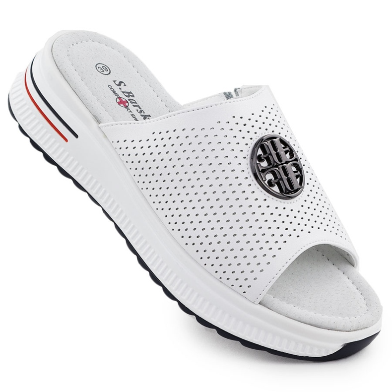 S.Barski Openwork Leder Flip Flops für Frauen S. Barski LR51-661 weiß