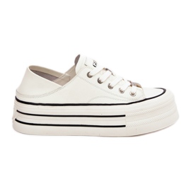 Damen -Leder -Sneaker auf Goe RR2N4106 Weiße Plattform