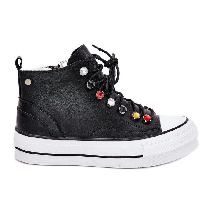 GOE RR2N4101 Frauen mit hohen Leder -Sneakers schwarz