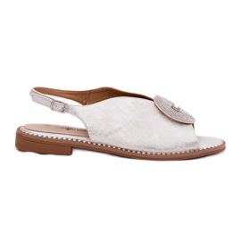 S.Barski Glänzende Frauen Sandalen Dekorative Details S. Barski Kv51-012 Silber