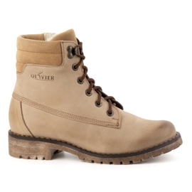 Olivier Damen-Lederstiefel, isolierte Winterstiefel, 365BB, Beige