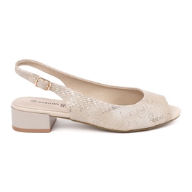 Goodin Beigefarbene Sandalen mit niedrigem Absatz