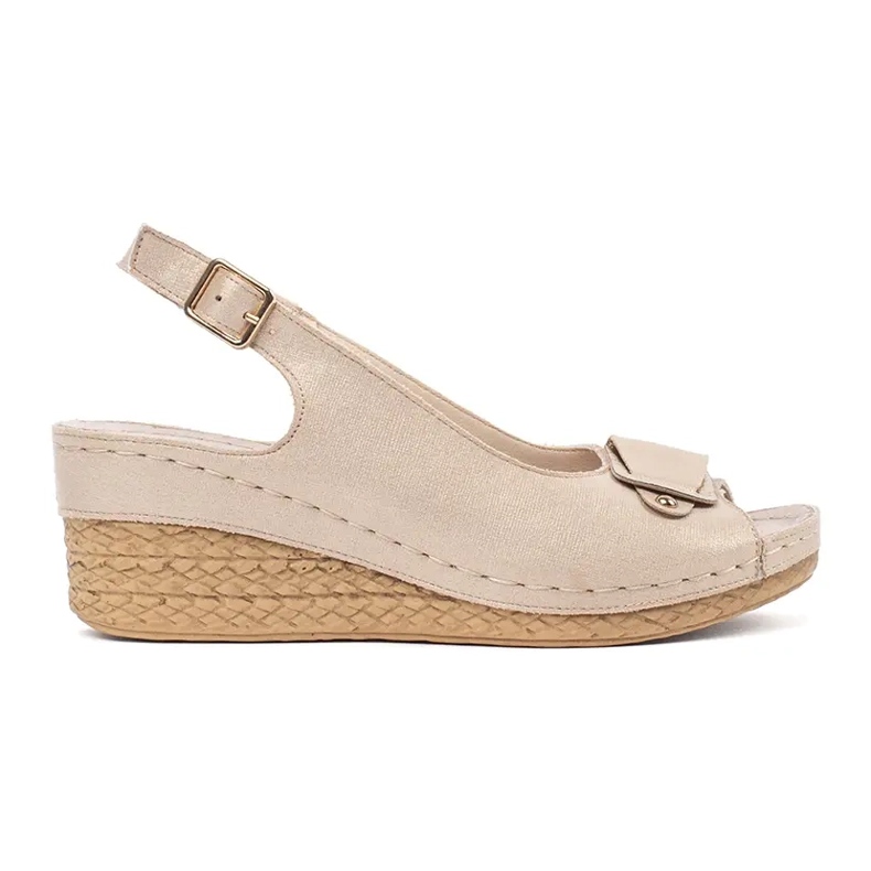 Goodin Beige Sandalen auf einem niedrigen Keil