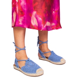 Flach -heeled espadrilles blaue Sandalen