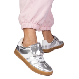Silber -Turnschuhe Frauensport -Sneaker silber-