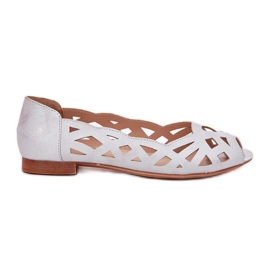 Jezzi Silber offene Ballerinas mit nackten Fingern