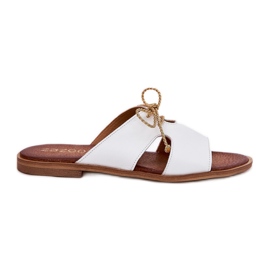 Frauen Lederflip Flops Zazoo 3022 Weiß