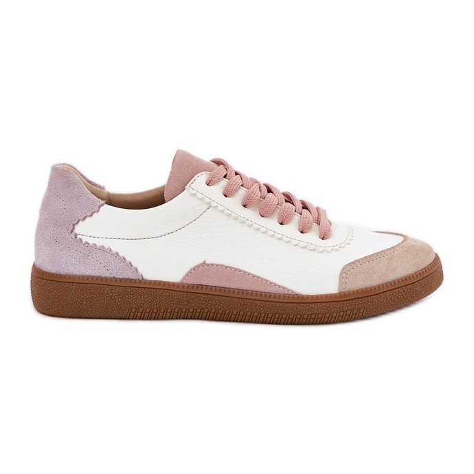 Frauen Leder -Sneaker Zazoo N1220 Weiß