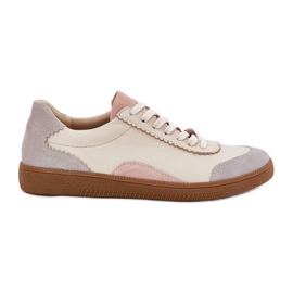 Frauen Leder -Sneaker Zazoo N1220 Beige