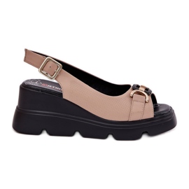 ARTIKER Damen -Ledersandalen auf Keil und Plattform mit Dekoration Artker 56C2209 Beige