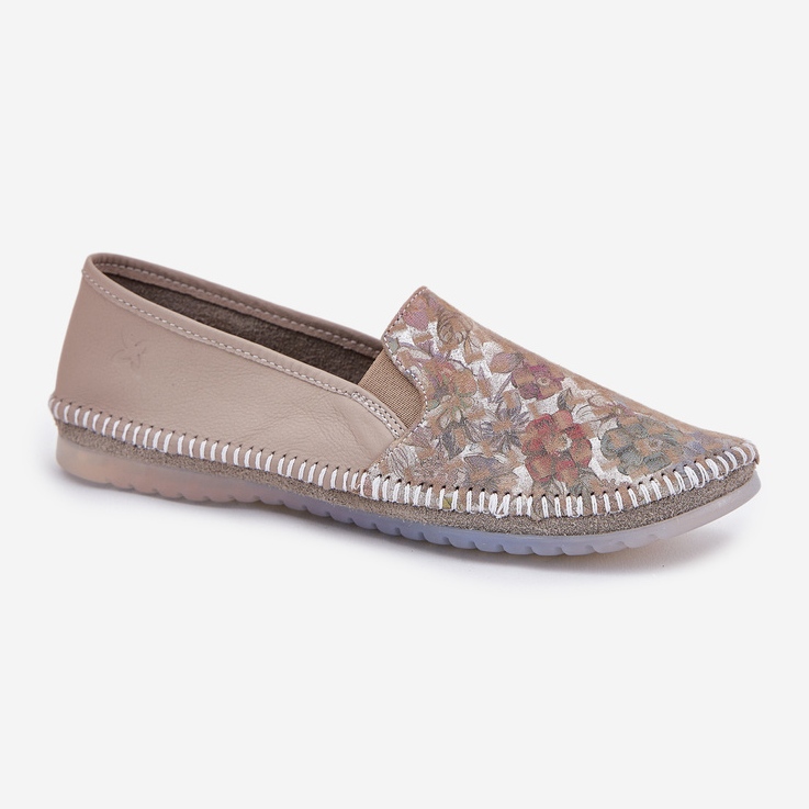 Gemusterte Leder-Ballerinas Maciejka T3512-73 Beige