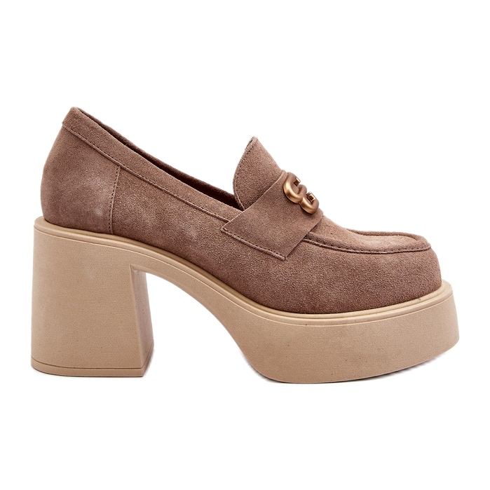 Zazoo 20170 Wildlederschuhe auf einem dicken Post Beige