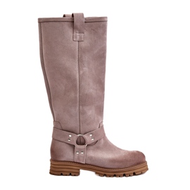Overknee-Stiefel für Damen aus Wildleder Lewski 3615 Cappucino