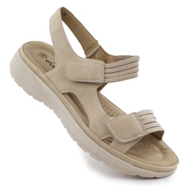 Frauensandalen auf der Plattform komfortable Beige Evento 8874
