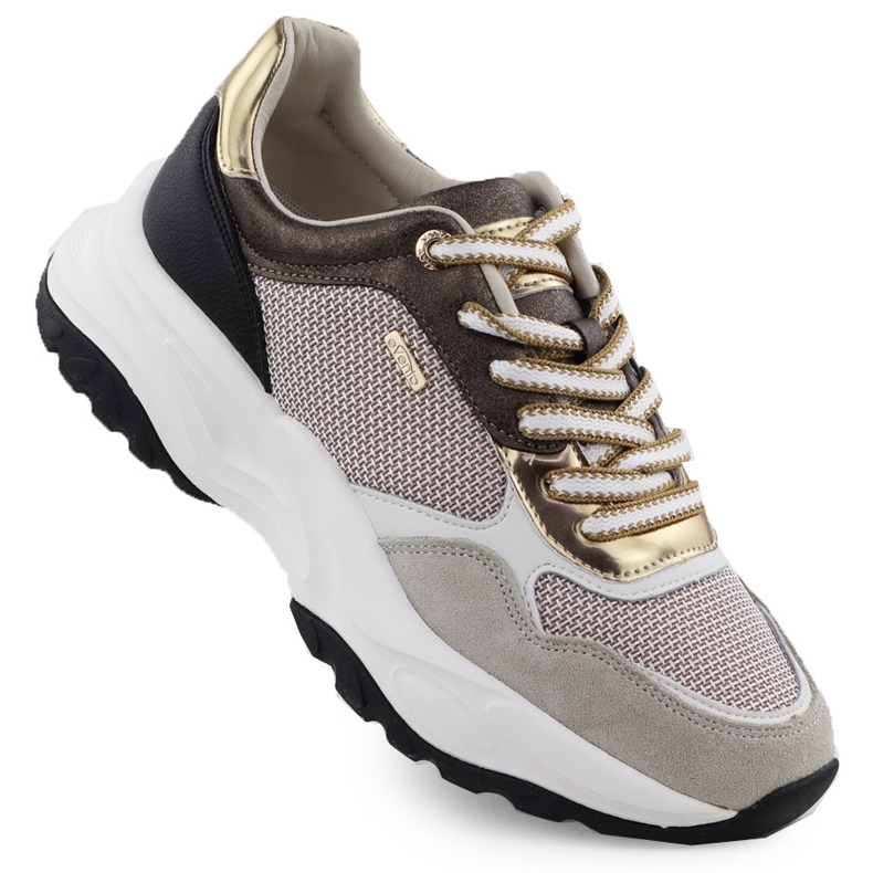 Frauen Leder -Sneaker beige Evento 8234 grau