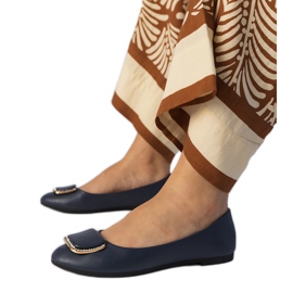 Dunkelblaue Frauen -Ballerinas mit Zirkonen