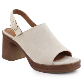 Wildleder -Sandalen für Frauen auf dem Post -Beige Potocki 54313