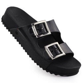 Frauenflip Flops mit schwarzem Pool Strand Schnallen Zaxy RR285058