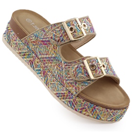 Hausschuhe auf einer dicken Sohle mit Klemmen T.Sokolski L25-322 mehrfarbig