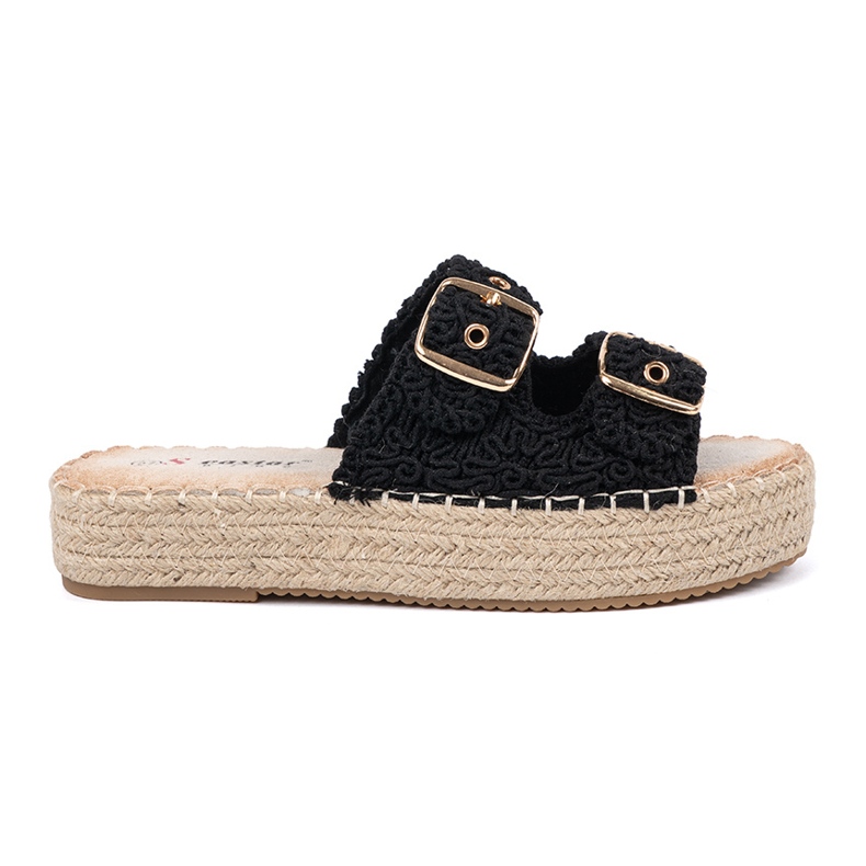 Seastar Schwarze Flip Flops auf der Plattform mit Schnallen