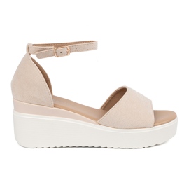 Seastar Leichte Frauensandalen auf einem weißen Keil beige