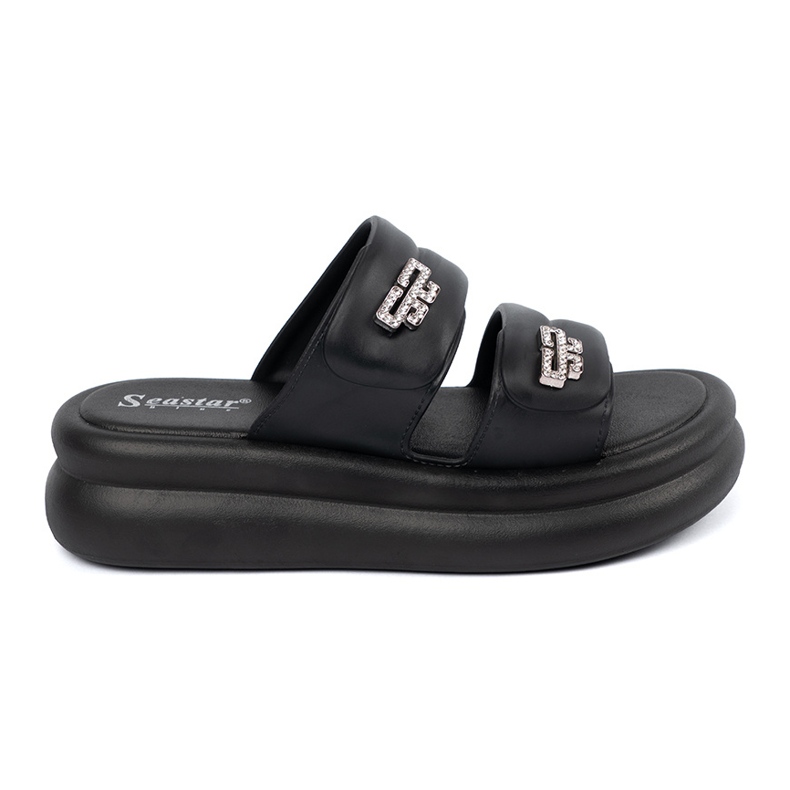 Seastar Schwarze Plateau-Flip-Flops für Damen