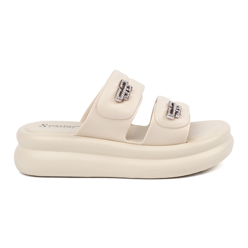 Seastar Light -be -Frauen -Flip -Flops auf der Plattform beige