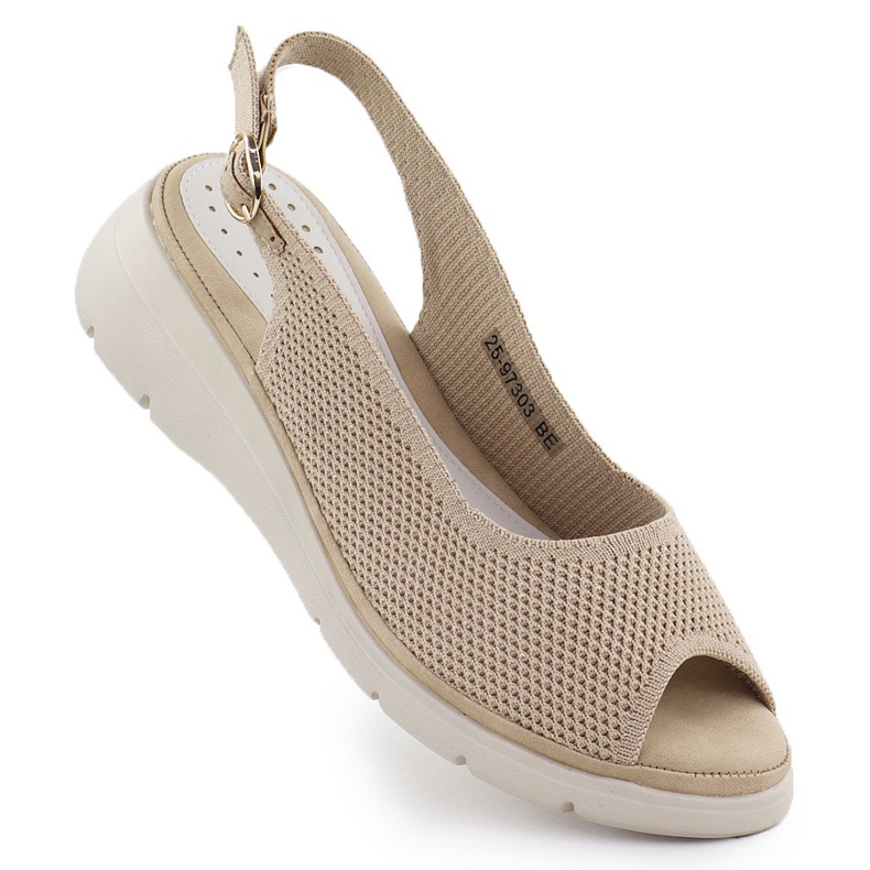 Frauensandalen für Textilkeil Beige Vinceza 97303