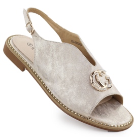 Frauensandalen mit einer Verzierung aus goldenem 43329 Potocki gebaut