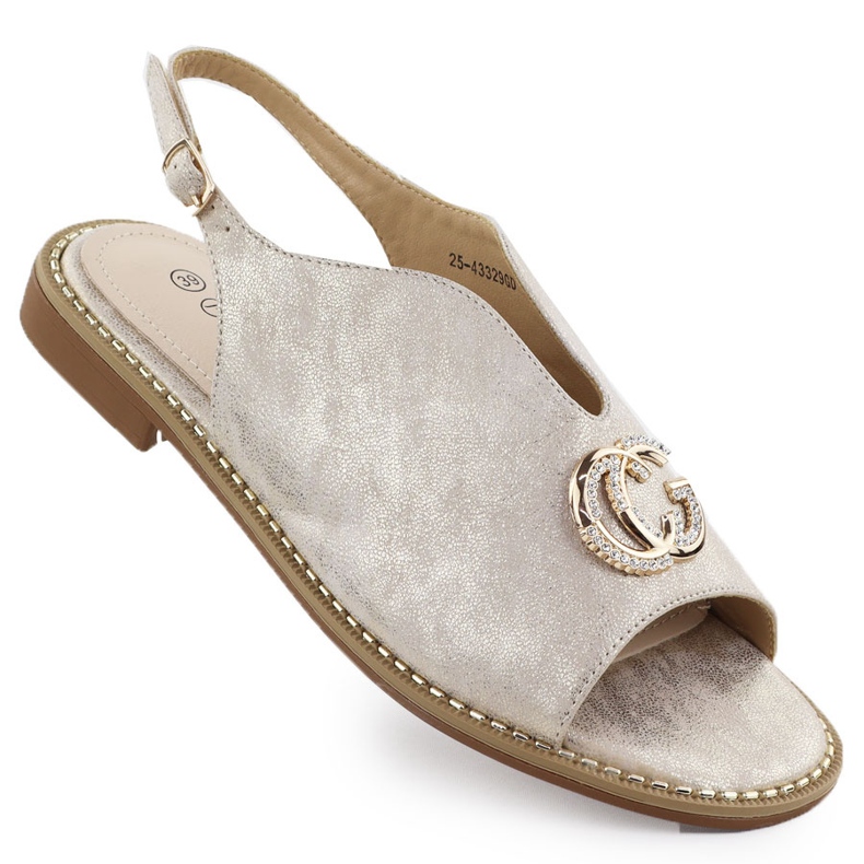 Frauensandalen mit einer Verzierung aus goldenem 43329 Potocki gebaut
