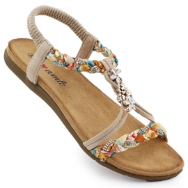 Frauensandalen rutschten beige Evento 8309 aus