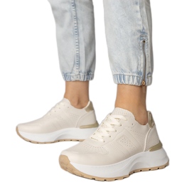 Beige Sportsneaker mit goldenem Einfügen