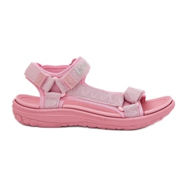 Frauenmaterial Sandalen für Klettverschluss Lee Cooper LCW-25-34-3561L Pink rosa