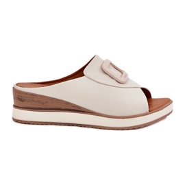 Frauen Leder Flip Flops Artiker 56C2145 Leicht Beige