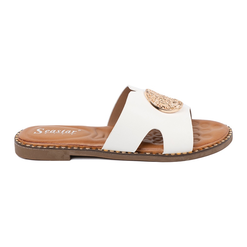 Seastar Weiße Flip Flops mit goldener Dekoration