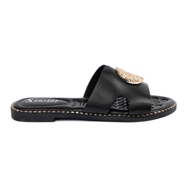 Seastar Schwarze Flip Flops mit goldener Dekoration