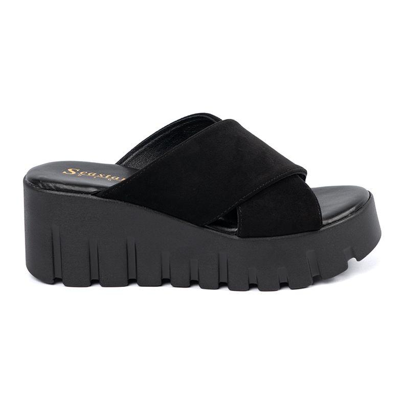Seastar Schwarze Wildleder-Keilsandalen für Damen
