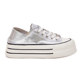 Damen -Leder -Sneaker für GOE RR2N4108 Silberplattform