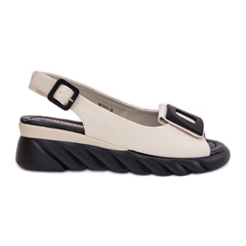 ARTIKER Damen -Ledersandalen mit einem Keil mit Dekoration Artker 56C1570 Beige