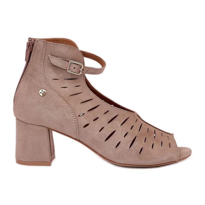 Wildlederstiefel für Frauen auf dem Maciejka-Post 06893-10 Dark Beige