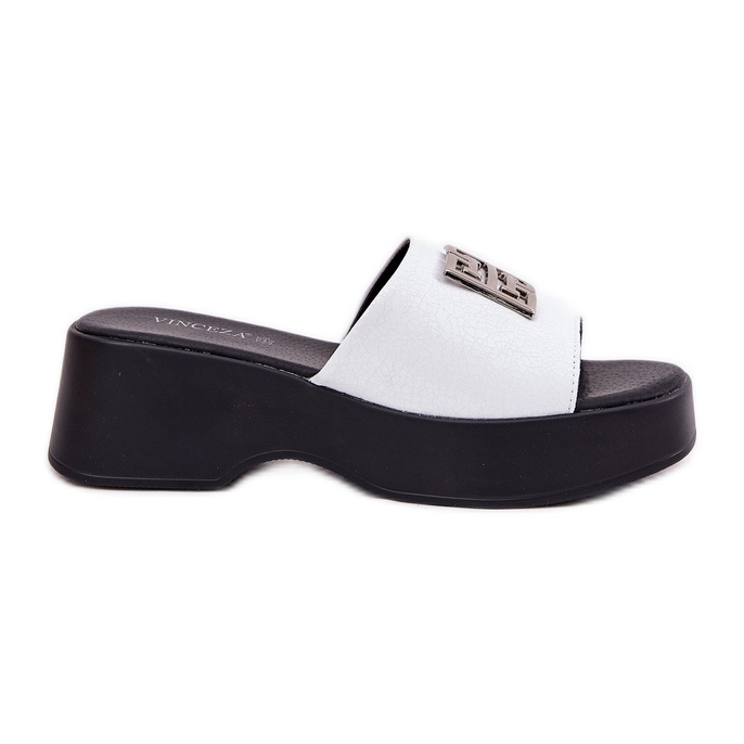 Damenlederflip Flops mit einem Vinceza 79526 Weiß