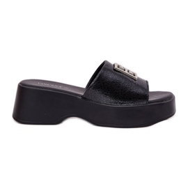 Vinceza Frauen Lederflip Flops mit Dekoration Vincez 79526 Schwarz